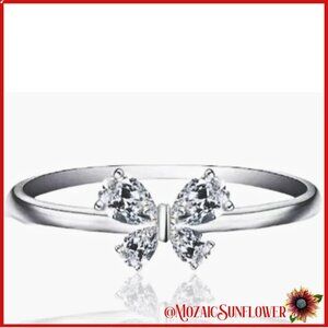 Sterling Silver 4 Pear Faceted Prong Set Stone Butterfly Ring Ladies Size 6 NWT